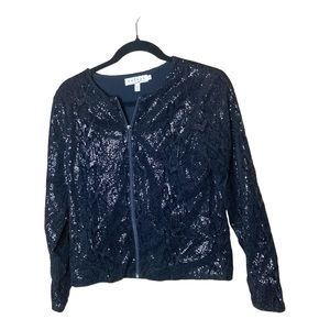 Velvet by Graham Spencer‎ Zipper Front Sequin Cardigan Size P